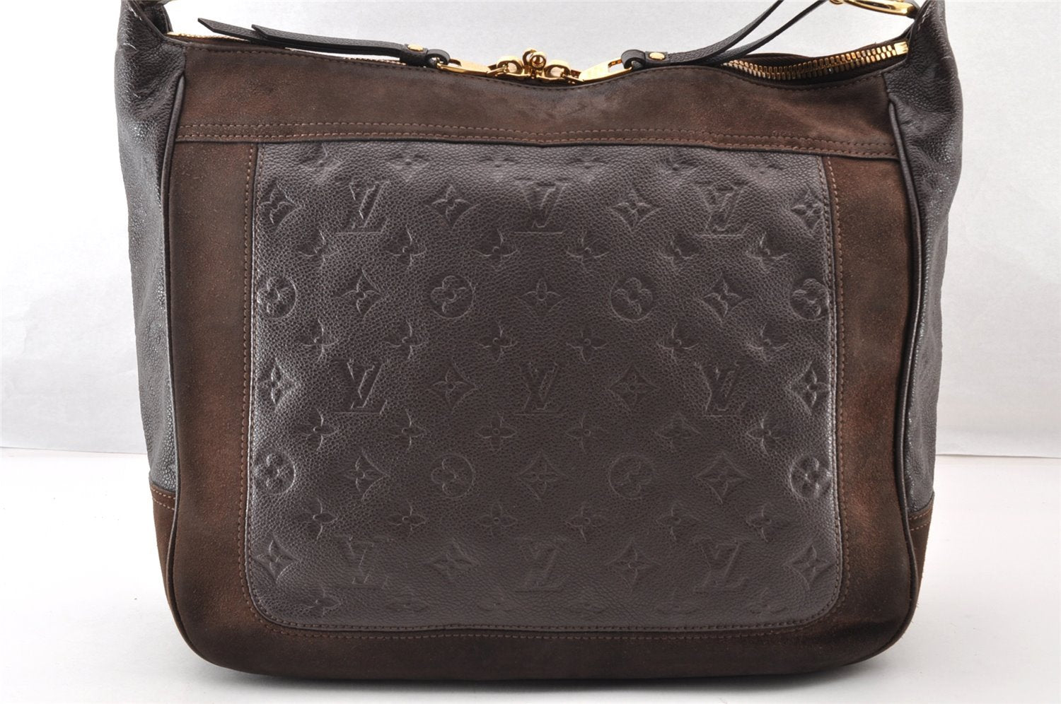 Auth Louis Vuitton Monogram Empreinte Audacieuse MM Shoulder Bag Brown LV 8577I