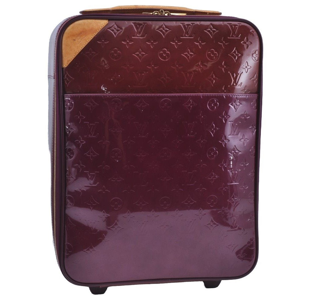 Authentic Louis Vuitton Monogram Vernis Pegase 45 Suitcase M91419 Purple 8578I