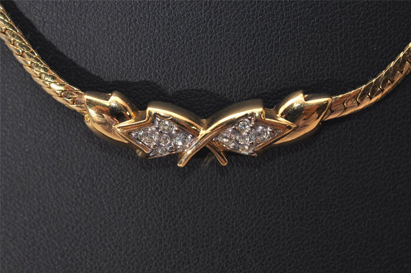 Authentic NINA RICCI Vintage Gold Tone Rhinestone Choker Necklace 8578J