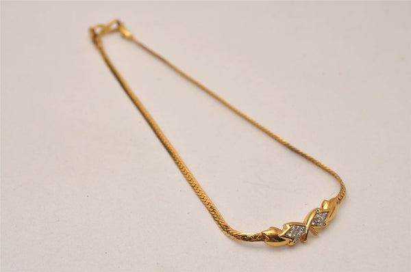 Authentic NINA RICCI Vintage Gold Tone Rhinestone Choker Necklace 8578J