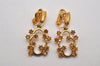 Authentic NINA RICCI Vintage Clip-on Rhinestone Earrings Gold Tone 8579J