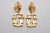 Authentic NINA RICCI Vintage Clip-on Rhinestone Earrings Gold Tone 8579J