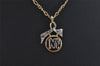 Authentic NINA RICCI Vintage Gold Tone Rhinestone Chain Pendant Necklace 8580J