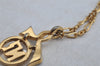 Authentic NINA RICCI Vintage Gold Tone Rhinestone Chain Pendant Necklace 8580J