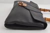 Authentic GUCCI Bamboo Vintage Shoulder Hand Bag Leather 124248 Black 8581I