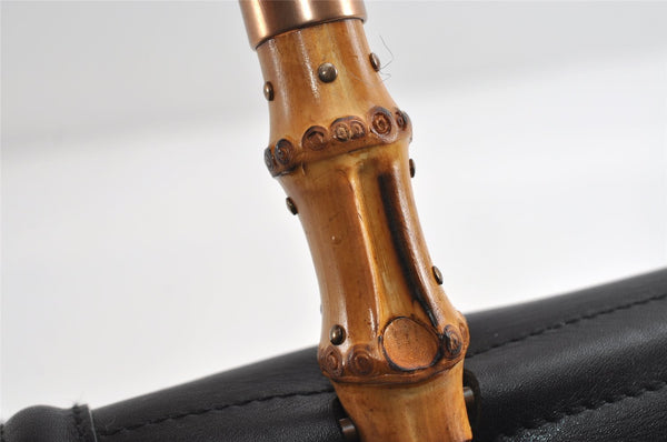 Authentic GUCCI Bamboo Vintage Shoulder Hand Bag Leather 124248 Black 8581I