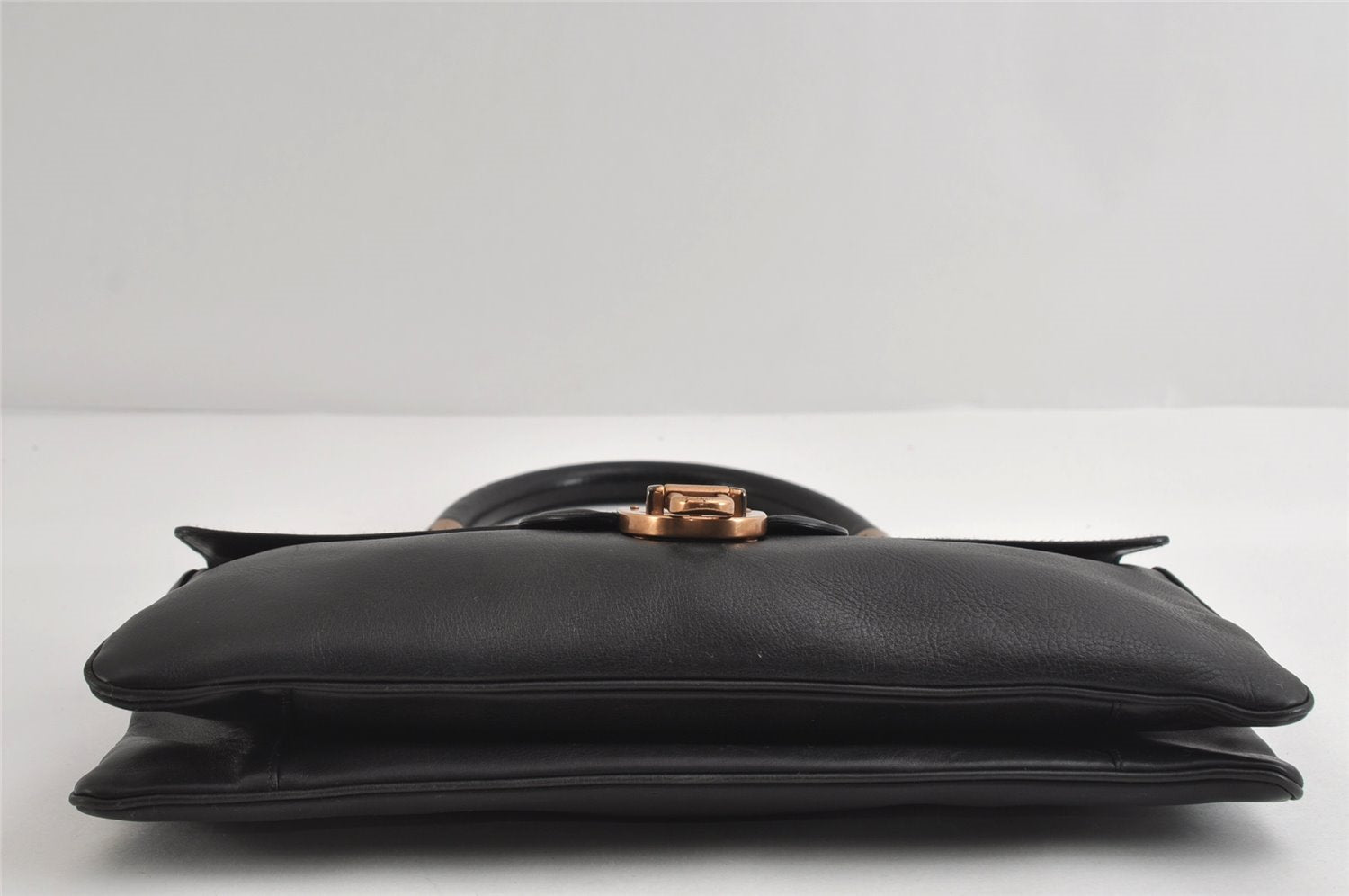 Authentic GUCCI Bamboo Vintage Shoulder Hand Bag Leather 124248 Black 8581I