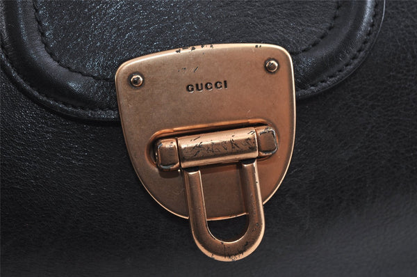 Authentic GUCCI Bamboo Vintage Shoulder Hand Bag Leather 124248 Black 8581I