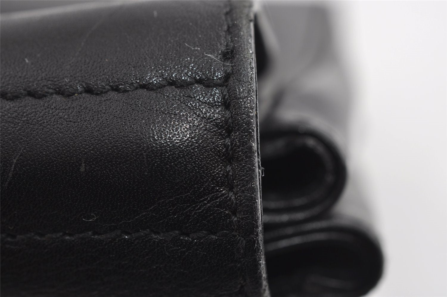 Authentic GUCCI Bamboo Vintage Shoulder Hand Bag Leather 124248 Black 8581I