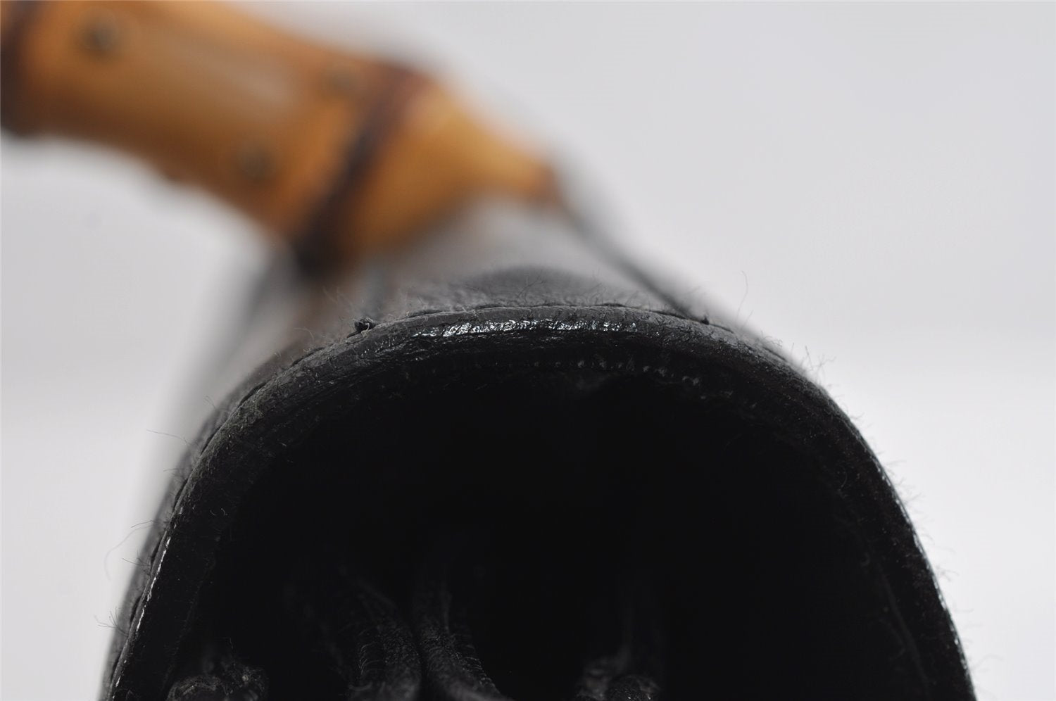 Authentic GUCCI Bamboo Vintage Shoulder Hand Bag Leather 124248 Black 8581I