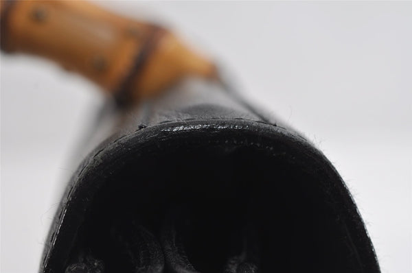 Authentic GUCCI Bamboo Vintage Shoulder Hand Bag Leather 124248 Black 8581I