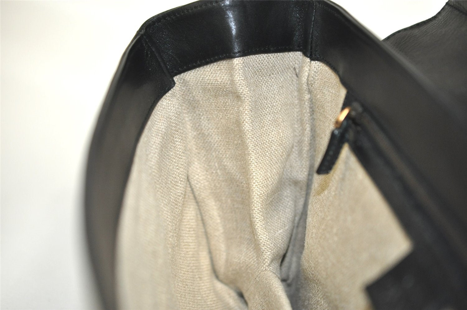 Authentic GUCCI Bamboo Vintage Shoulder Hand Bag Leather 124248 Black 8581I