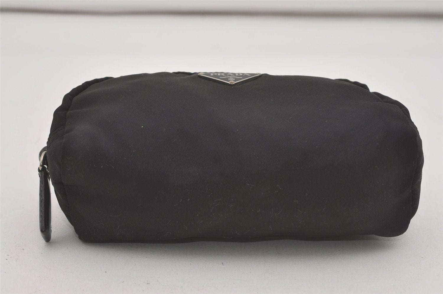 Authentic PRADA Vintage Nylon Tessuto Leather Pouch Purse Black 8582I