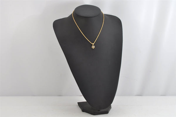 Authentic NINA RICCI Gold Tone Rhinestone Drop Chain Pendant Necklace  8582J