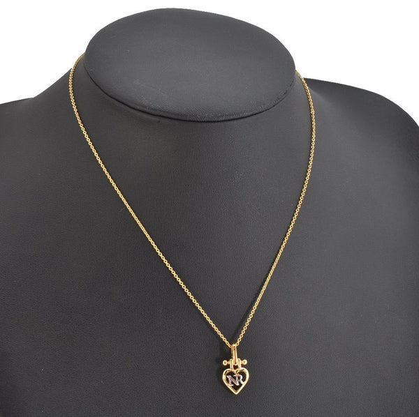 Authentic NINA RICCI Gold Tone Heart Shaped Chain Pendant Necklace  8583J