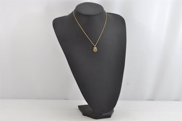 Authentic NINA RICCI Gold Tone Heart Shaped Chain Pendant Necklace  8583J