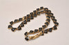 Authentic NINA RICCI Vintage Chain Choker Necklace Gold Black 8585J