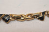 Authentic NINA RICCI Vintage Chain Choker Necklace Gold Black 8585J