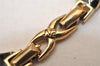 Authentic NINA RICCI Vintage Chain Choker Necklace Gold Black 8585J