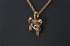 Authentic NINA RICCI Gold Tone Ribbon Rhinestone Chain Pendant Necklace  8586J