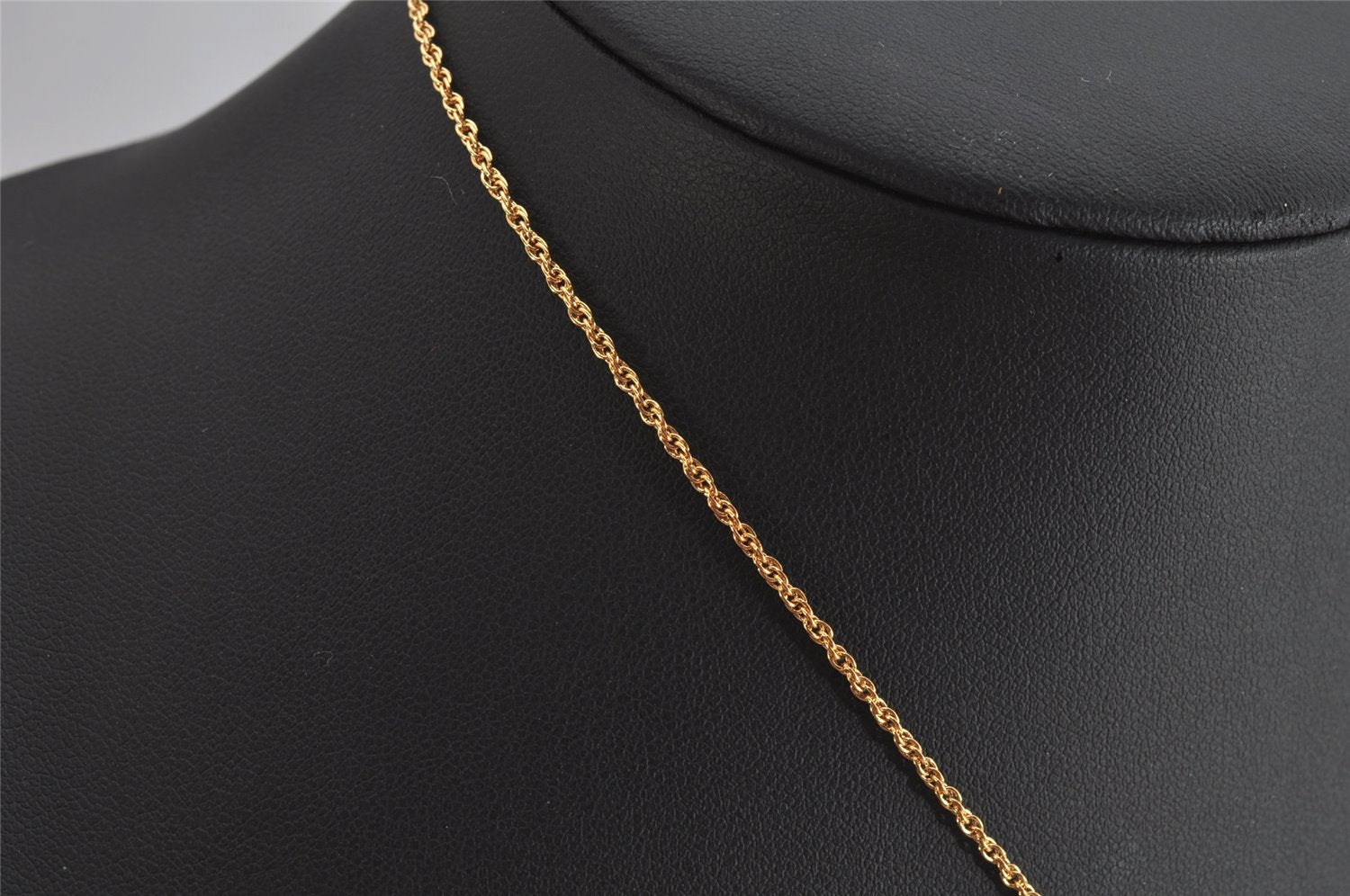 Authentic NINA RICCI Gold Tone Ribbon Rhinestone Chain Pendant Necklace  8586J