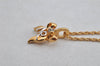 Authentic NINA RICCI Gold Tone Ribbon Rhinestone Chain Pendant Necklace  8586J