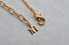 Authentic NINA RICCI Gold Tone Ribbon Rhinestone Chain Pendant Necklace  8586J