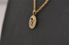 Authentic NINA RICCI Vintage Gold Tone Rhinestone Chain Pendant Necklace  8587J