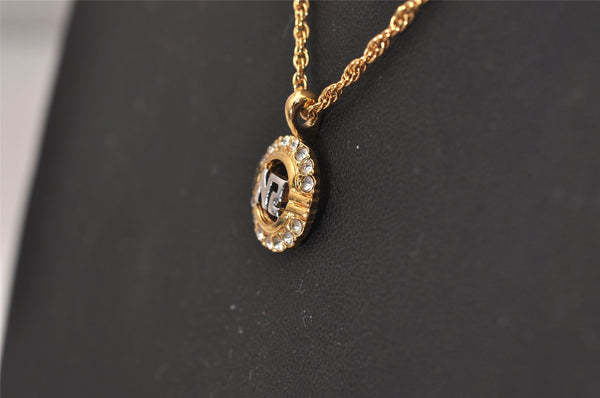 Authentic NINA RICCI Vintage Gold Tone Rhinestone Chain Pendant Necklace  8587J