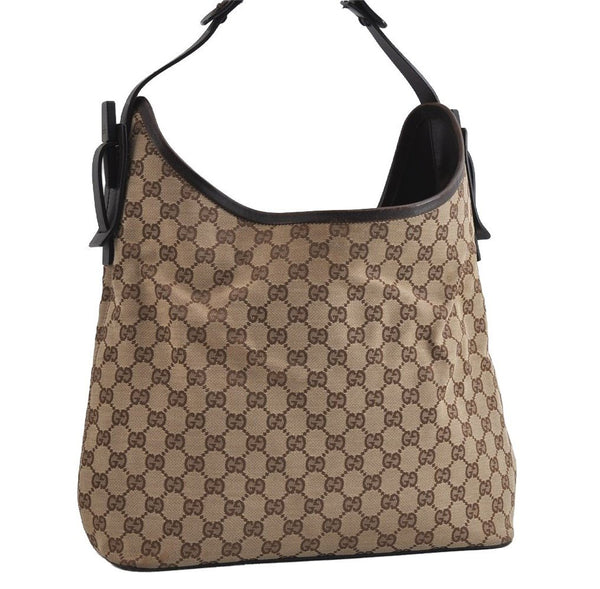 Authentic GUCCI Vintage Shoulder Hand Bag GG Canvas Leather 106242 Brown 8588I