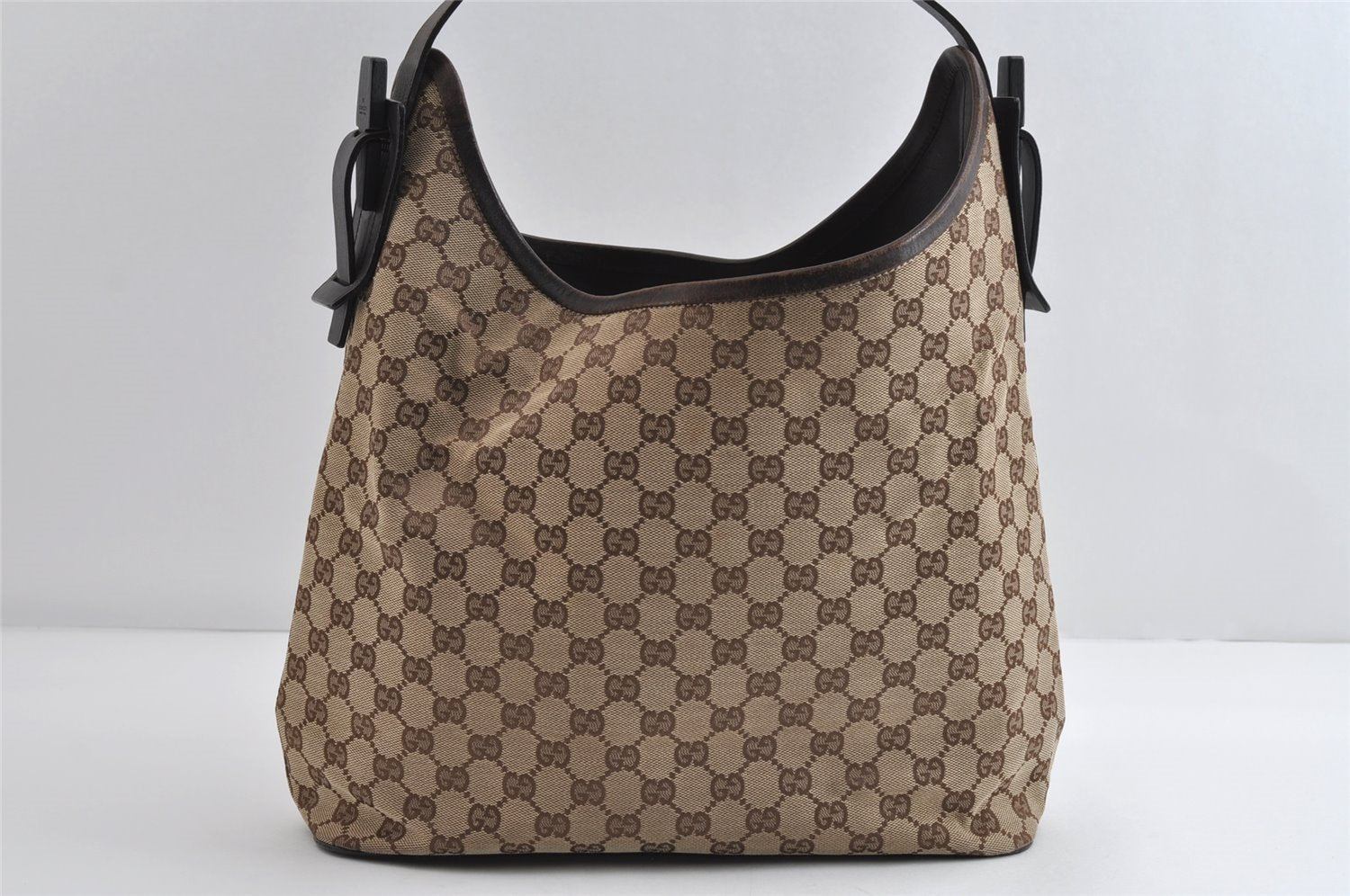 Authentic GUCCI Vintage Shoulder Hand Bag GG Canvas Leather 106242 Brown 8588I