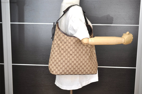 Authentic GUCCI Vintage Shoulder Hand Bag GG Canvas Leather 106242 Brown 8588I