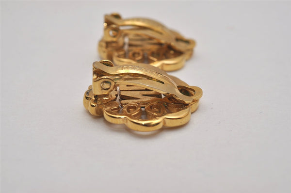 Authentic NINA RICCI Vintage Clip-on Earrings Gold Tone 8588J