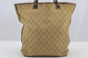 Authentic GUCCI Sherry Line Shoulder Tote Bag GG Canvas Leather Beige Junk 8590I