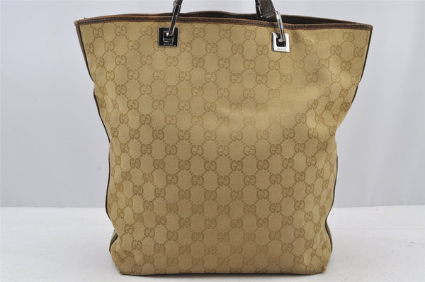 Authentic GUCCI Sherry Line Shoulder Tote Bag GG Canvas Leather Beige Junk 8590I