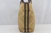 Authentic GUCCI Sherry Line Shoulder Tote Bag GG Canvas Leather Beige Junk 8590I