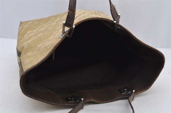 Authentic GUCCI Sherry Line Shoulder Tote Bag GG Canvas Leather Beige Junk 8590I