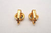 Authentic NINA RICCI Vintage Clip-on Rhinestone Earrings Gold Tone 8590J