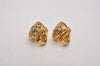 Authentic NINA RICCI Vintage Clip-on Rhinestone Earrings Gold Tone 8590J