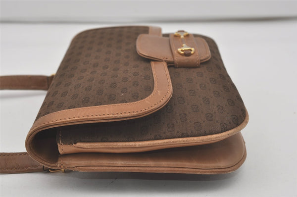 Authentic GUCCI Horsebit Micro GG Canvas Leather Shoulder Bag Brown Junk 8591I
