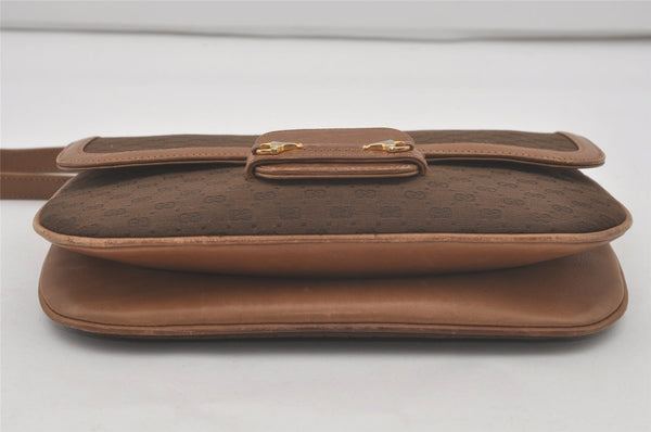 Authentic GUCCI Horsebit Micro GG Canvas Leather Shoulder Bag Brown Junk 8591I