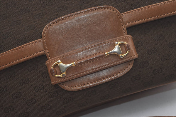 Authentic GUCCI Horsebit Micro GG Canvas Leather Shoulder Bag Brown Junk 8591I