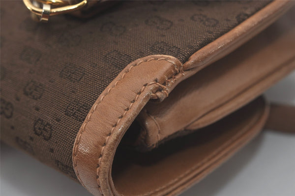 Authentic GUCCI Horsebit Micro GG Canvas Leather Shoulder Bag Brown Junk 8591I