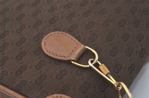Authentic GUCCI Horsebit Micro GG Canvas Leather Shoulder Bag Brown Junk 8591I