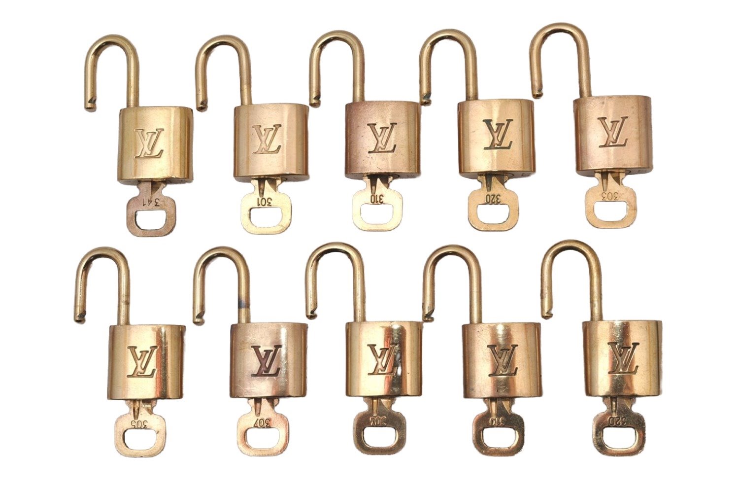 Authentic Louis Vuitton Padlock & Keys 10Set LV 8592I