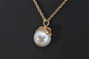 Authentic NINA RICCI Gold Tone Imitation Pearl Chain Pendant Necklace 8594J