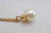 Authentic NINA RICCI Gold Tone Imitation Pearl Chain Pendant Necklace 8594J