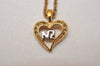 Authentic NINA RICCI Gold Tone Rhinestone Heart Chain Pendant Necklace  8596J