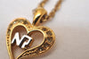 Authentic NINA RICCI Gold Tone Rhinestone Heart Chain Pendant Necklace  8596J