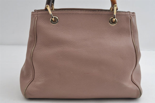 Authentic GUCCI Bamboo Shopper Small 2Way Hand Bag Leather 336032 Pink 8598I